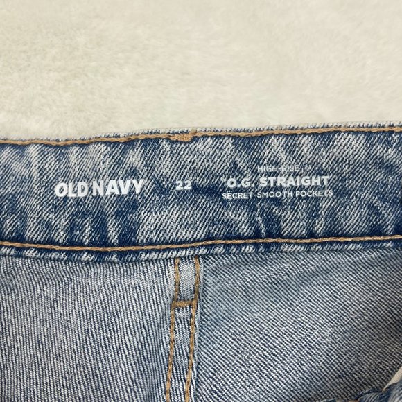 Old Navy Jeans 22 High-Rise OG Straight Leg Ankle Acid Wash Ripped Stretch - Picture 10 of 12